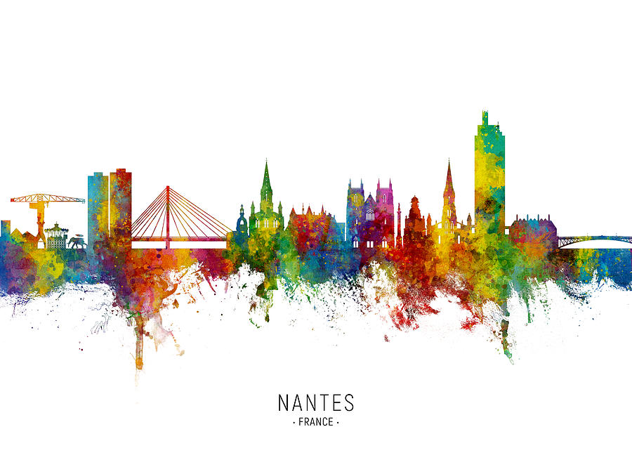 Nantes France Skyline #7 Digital Art by Michael Tompsett