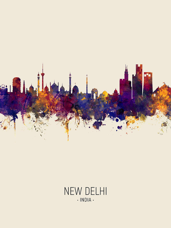 New Delhi India Skyline #7 Digital Art by Michael Tompsett