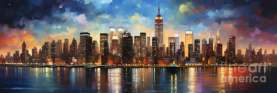 New York City United States The Empire State Bu by Asar Studios #7 Painting by Celestial Images
