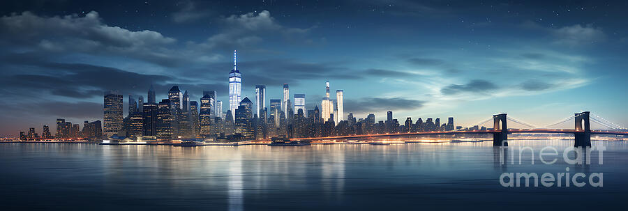 New York City USA looks crystal clear under by Asar Studios #7 Painting by Celestial Images
