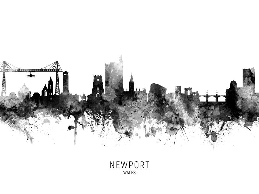 Newport Wales Skyline #7 Digital Art by Michael Tompsett