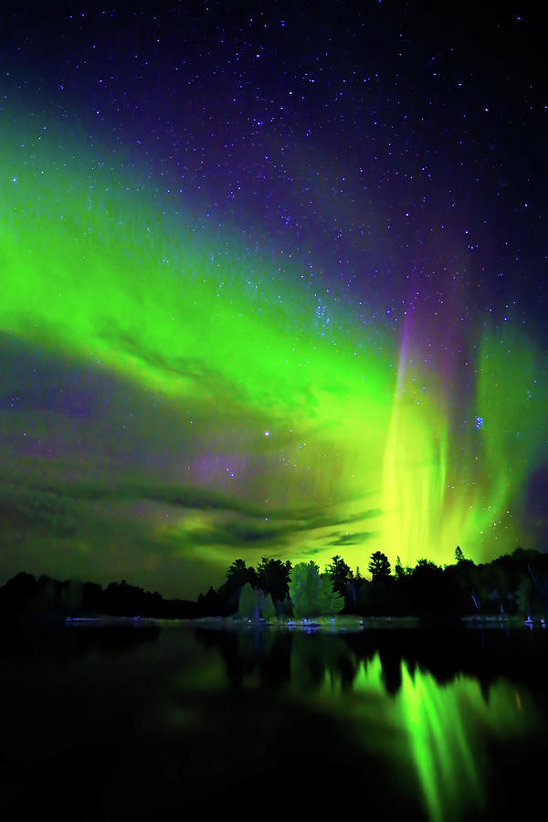 Northern Lights over Boulder Lake #7 Photograph by Shixing Wen