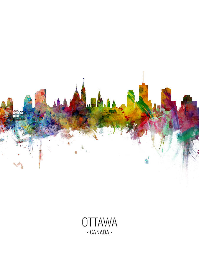 Skyline Digital Art - Ottawa Canada Skyline #7 by Michael Tompsett