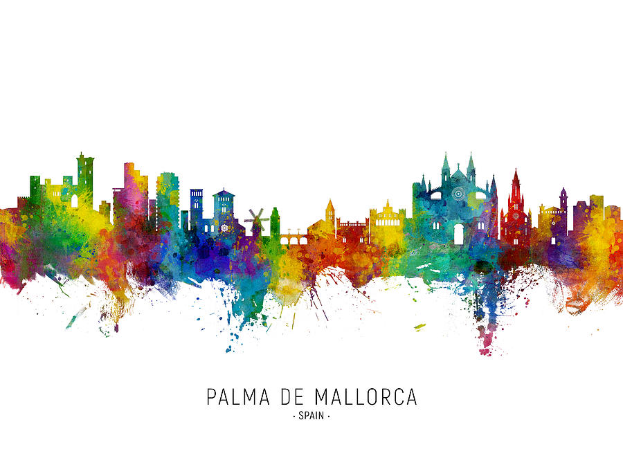 Palma de Mallorca Spain Skyline #7 Digital Art by Michael Tompsett