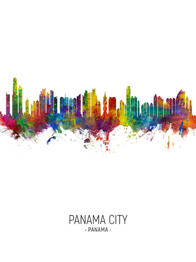 Skyline Digital Art - Panama City Skyline #7 by Michael Tompsett