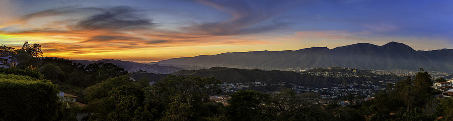 Panoramic image of Caracas city aerial view with El Avila #7 Photograph by Apomares