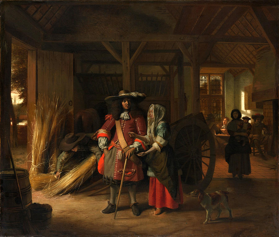 Paying the Hostess  #8 Painting by Pieter de Hooch