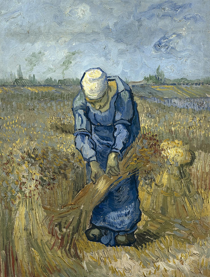 Peasant Woman Binding Sheaves By Vincent Van Gogh Painting