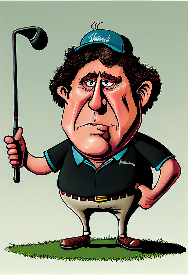 Phil Mickelson Caricature Mixed Media