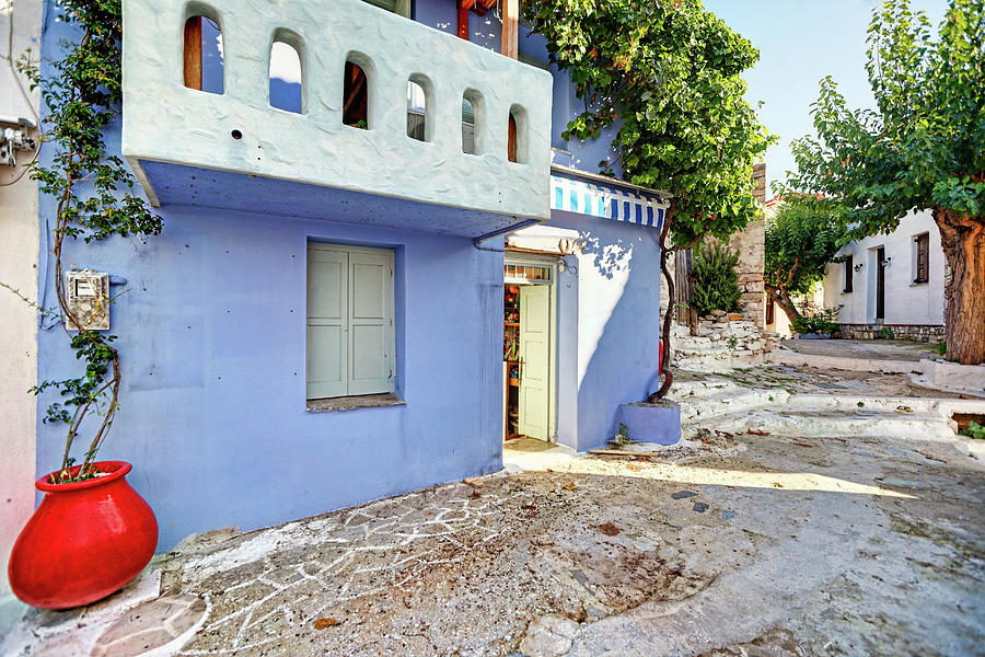 Picturesque alley in the old Chora of Alonissos, Greece #7 Photograph by Constantinos Iliopoulos