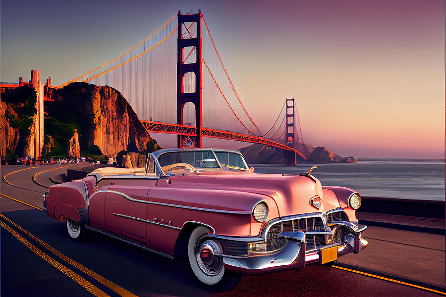 San Francisco Mixed Media - Pink Cadillac  #7 by Stephen Smith Galleries