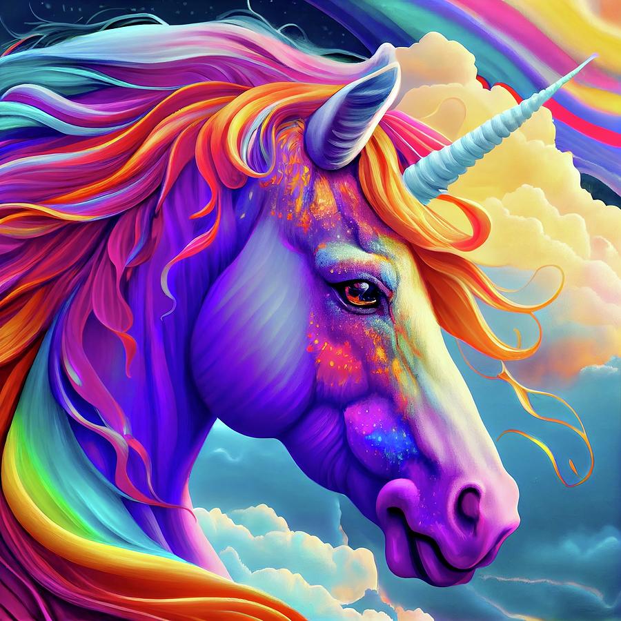 Rainbow-Colored Unicorn Digital Art by Julia Reed - Fine Art America