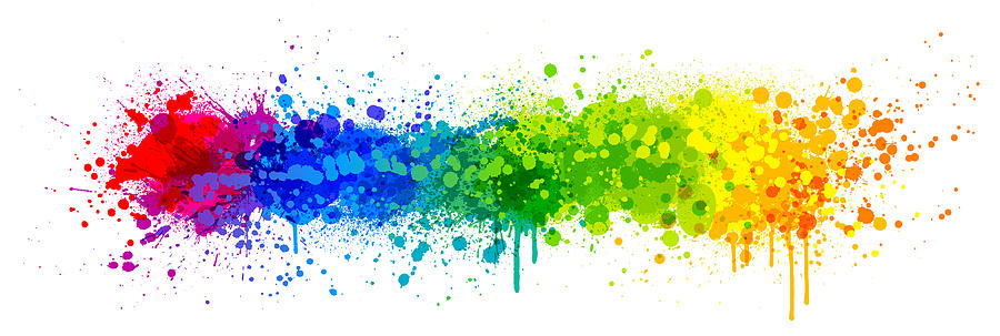 Rainbow paint splash Drawing by Enjoynz