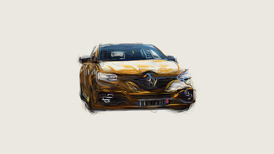 Renault Megane RS Trophy Car Drawing #7 Digital Art by CarsToon Concept