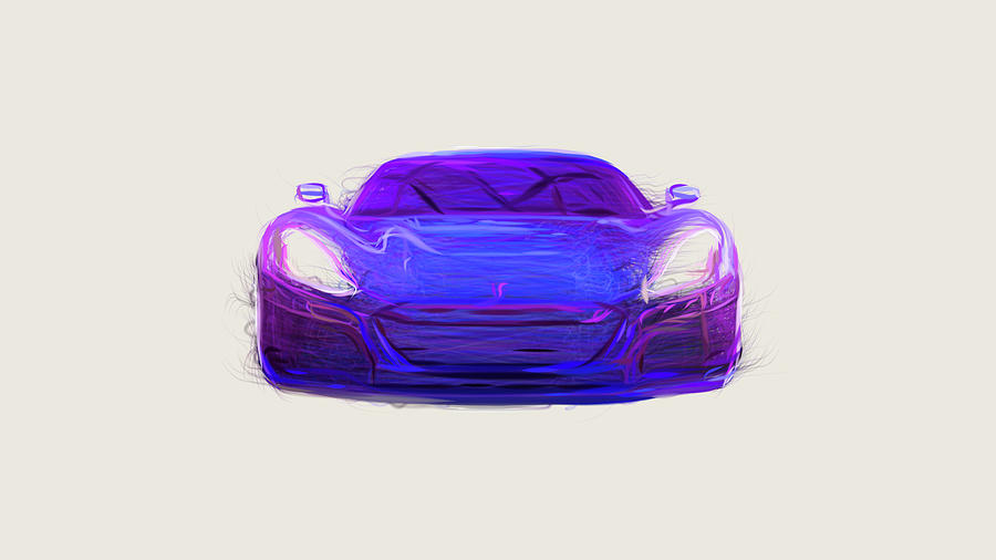 Rimac C Two Car Drawing #8 Digital Art by CarsToon Concept