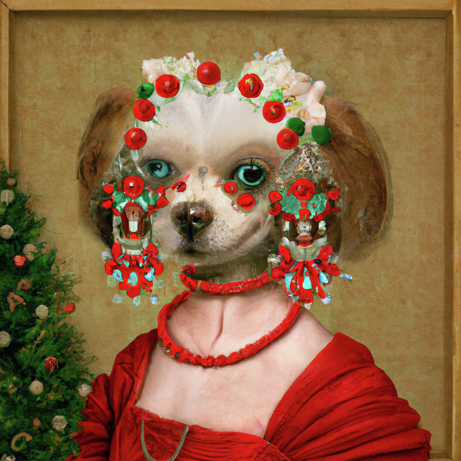 Royal, Ugly Christmas, Pet Portrait, Royal Dog Painting, Animal, King Portrait, Classic Pet Portrait #7 Painting by Ricki Mountain