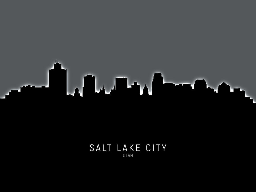 Salt Lake City Utah Skyline #7 Digital Art by Michael Tompsett