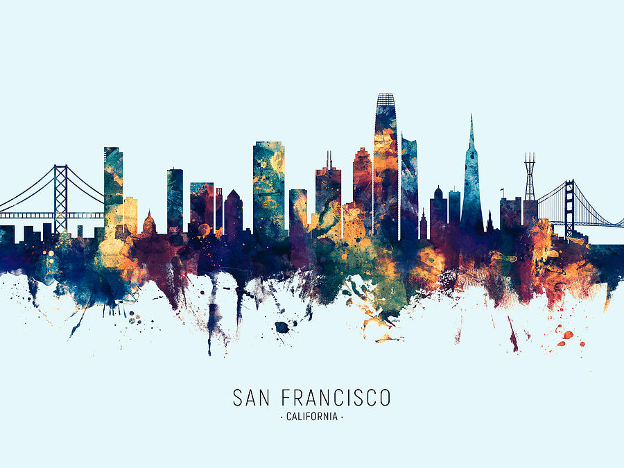 San Francisco California Skyline #7 Digital Art by Michael Tompsett