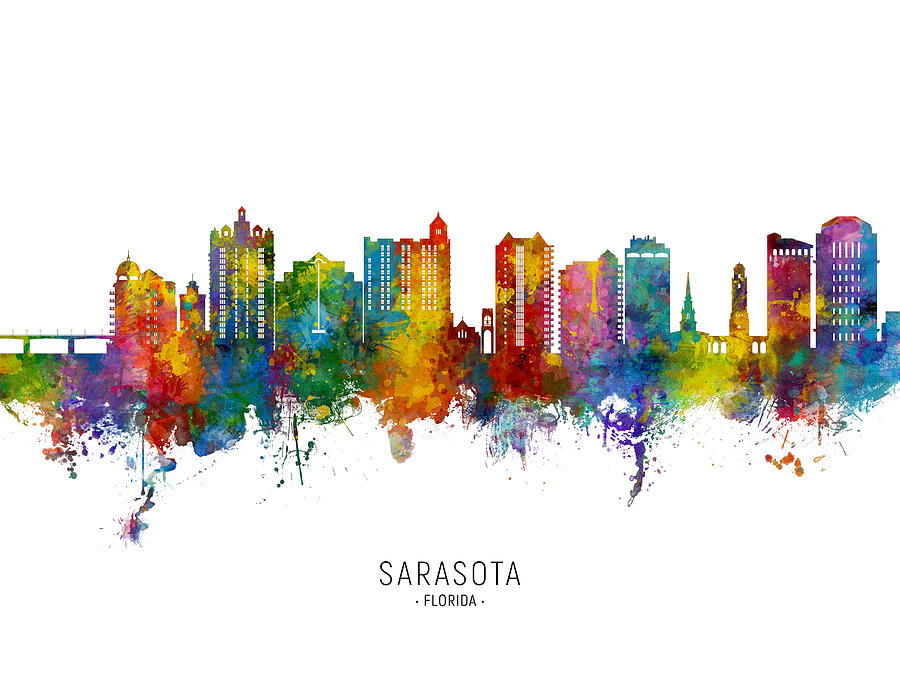 Sarasota Florida Skyline #7 Digital Art by Michael Tompsett