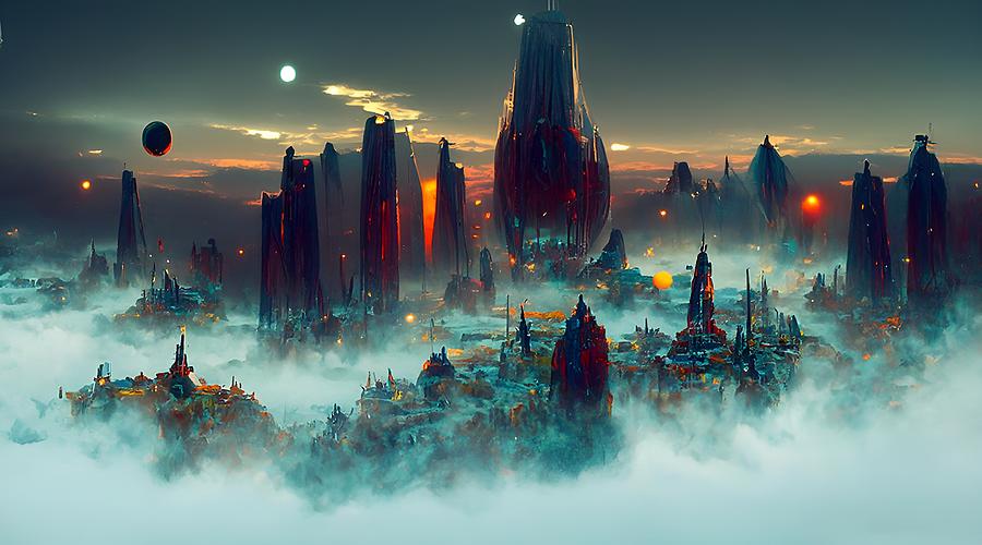space city at Dawn 28 Digital Art by Frederick Butt