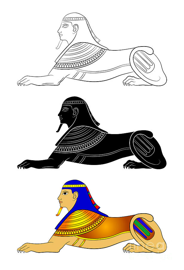 Sphinx - mythical creature of ancient Egypt #7 Drawing by Michal Boubin