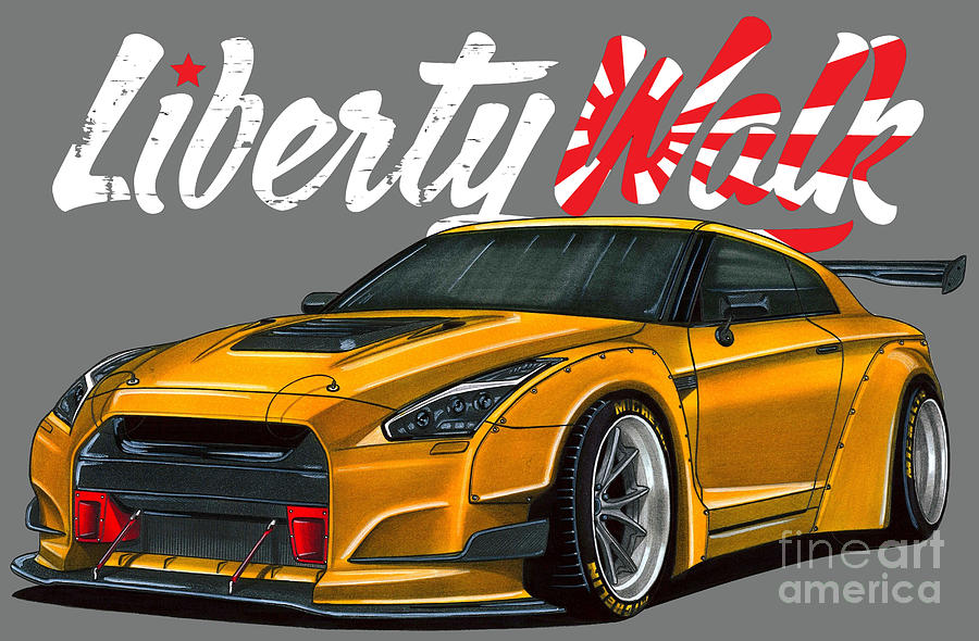 Stance Legendary Jdm Nissan Gt R R35 Liberty Walk Drawing By Vladyslav Shapovalenko Fine Art 2046