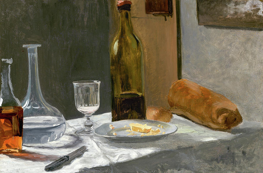 Still Life with Bottle, Carafe, Bread, and Wine #7 Painting by Claude Monet