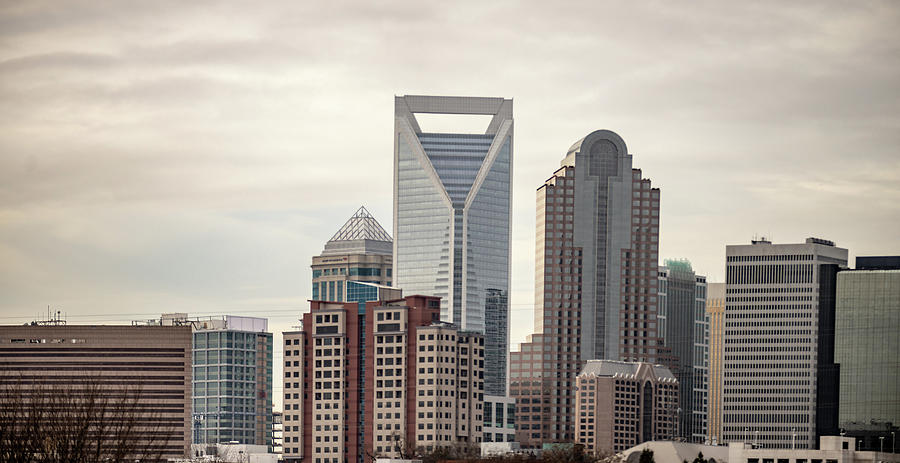 Sunset And Overcast Over Charlotte Nc Cityscape #7 Photograph by Alex Grichenko
