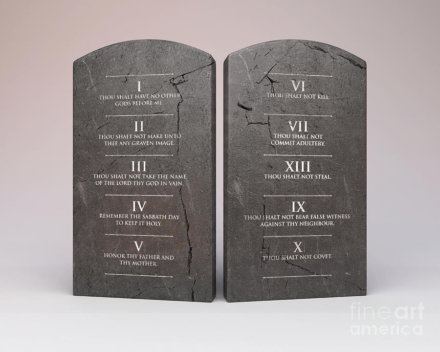 Ten Commandments Stone Tablets Digital Art by Allan Swart - Fine Art ...