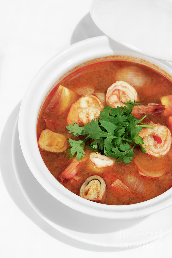 Thai Tom Yum Kung Spicy And Sour Shrimp Soup Photograph