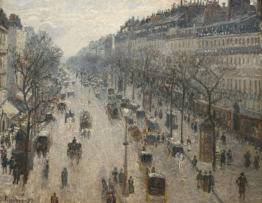 Camille Pissarro Painting - The Boulevard Montmartre on a Winter Morning  #7 by Camille Pissarro