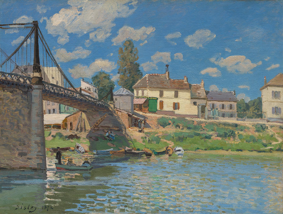 Alfred Sisley Painting - The Bridge at Villeneuve-la-Garenne by Alfred Sisley  by Mango Art