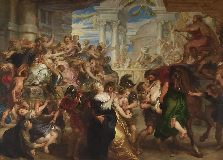 Peter Paul Rubens Painting - The Rape of the Sabine Women by Peter Paul Rubens by Mango Art