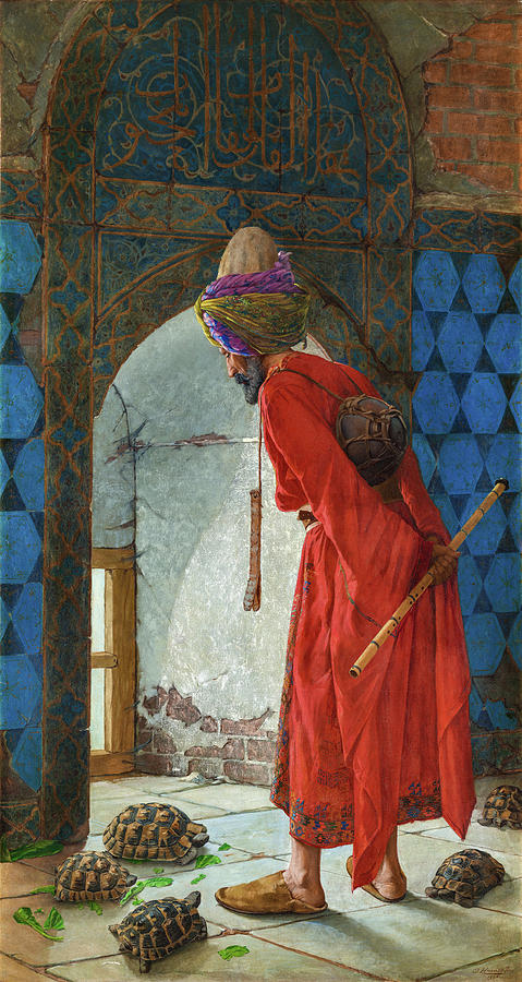 The Tortoise Trainer Painting By Osman Hamdi Bey | Pixels