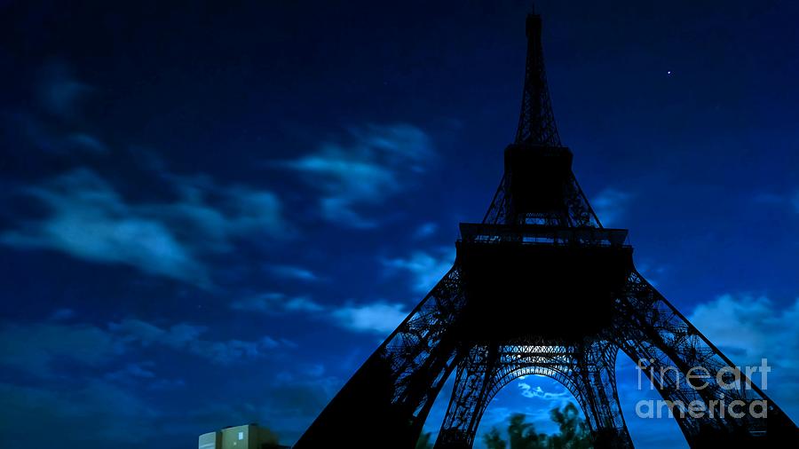 Tour Eiffel at night with fullmoon #7 Photograph by Benny Marty