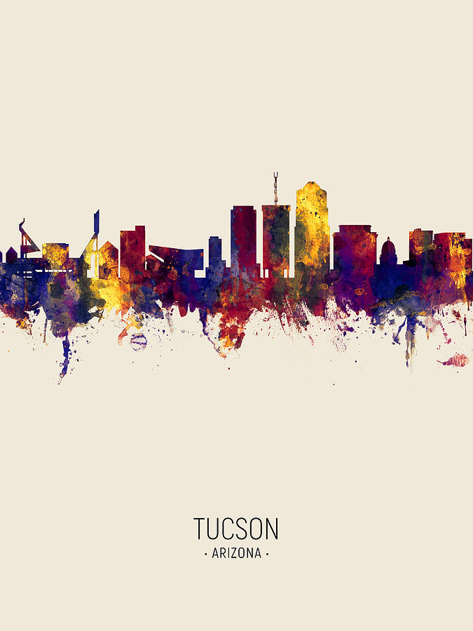 Tucson Digital Art - Tucson Arizona Skyline #7 by Michael Tompsett