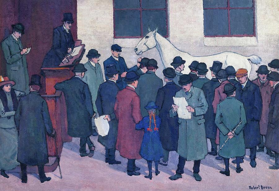 Horse Auction Painting - Under the Hammer #7 by Robert Bevan