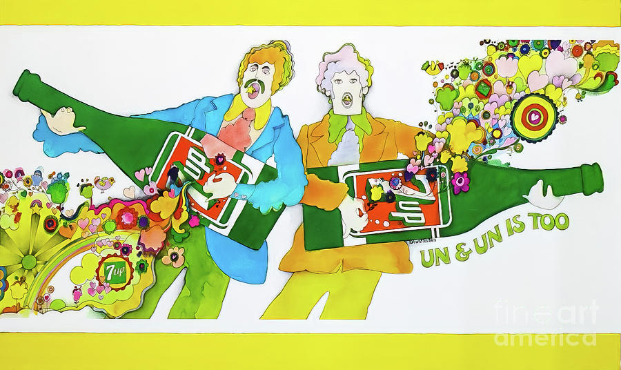 7-Up Un and Un is Too Drinks Poster 1969 Drawing by M G Whittingham