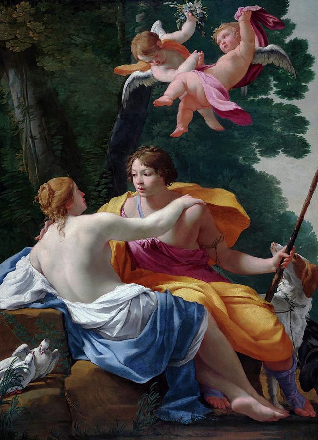 Bird Painting - Venus and Adonis #7 by Simon Vouet