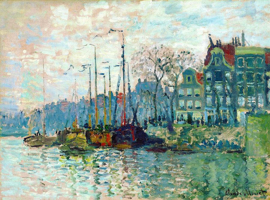 View of the Prins Hendrikkade and the Kromme Waal in Amsterdam  #7 Painting by Claude Monet