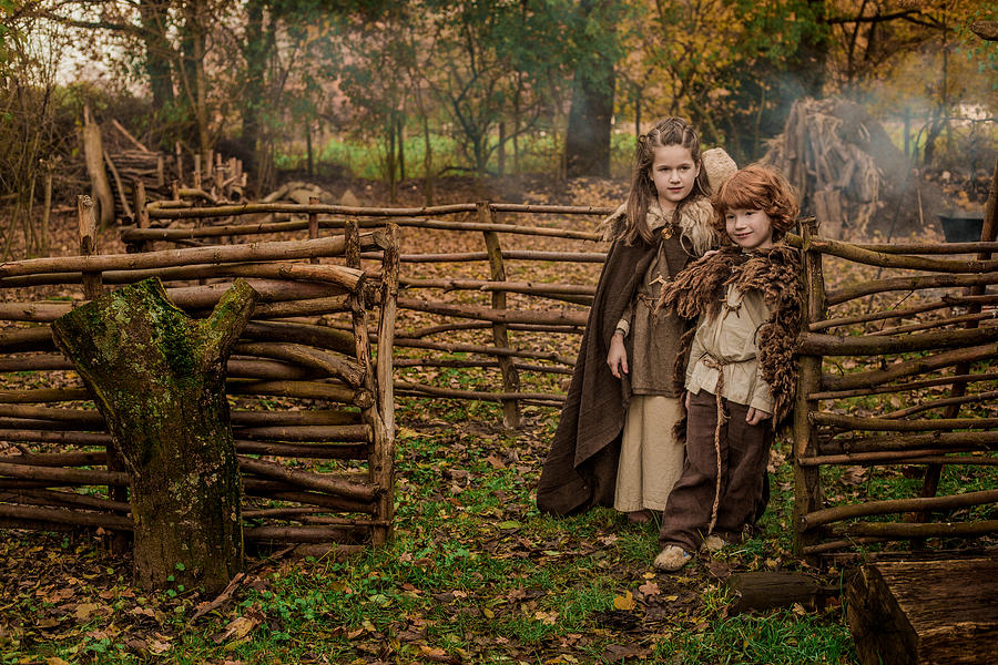 Viking children in a viking village settlement #7 Photograph by Lorado