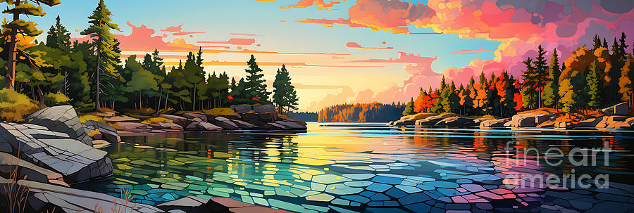 Fantasy Painting - Voyageurs National Park Minnesota USA distant by Asar Studios #7 by Celestial Images