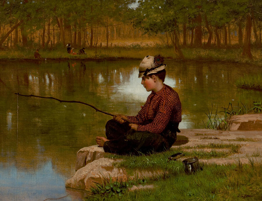 Waiting for a Bite, Central Park, from circa 1886 Painting by John George Brown