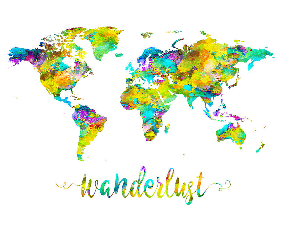Wanderlust Painting - Wanderlust World Map Art by Zuzi s Wanderlust Painting - Wanderlust World Map Art by Zuzi s