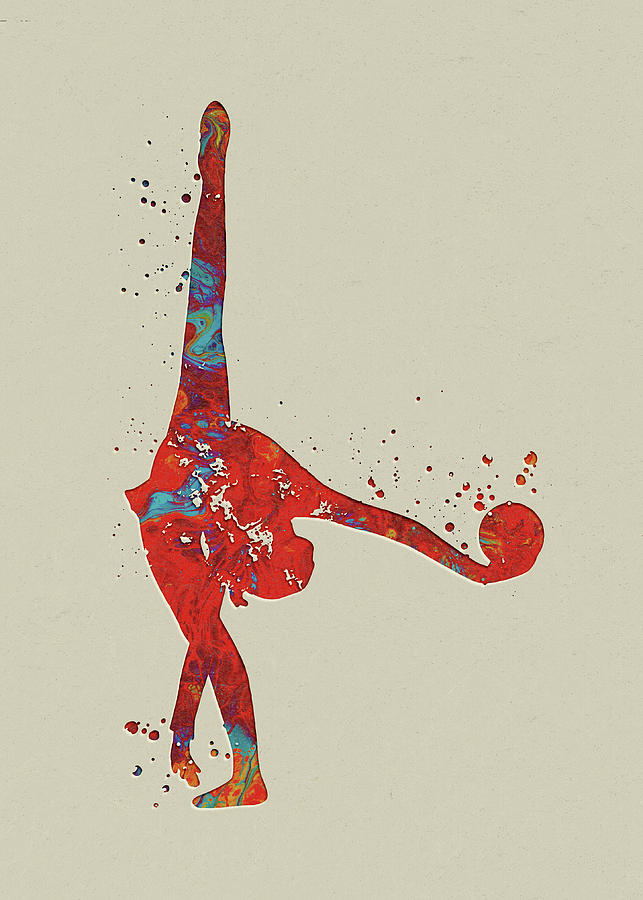 Watercolor Rhythmic Gymnastics With Ball Watercolor Print Sports Art ...