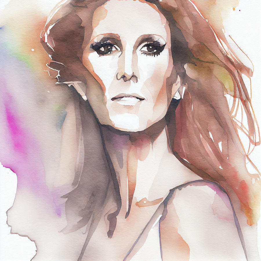 Watercolour Of Celine Dion Mixed Media