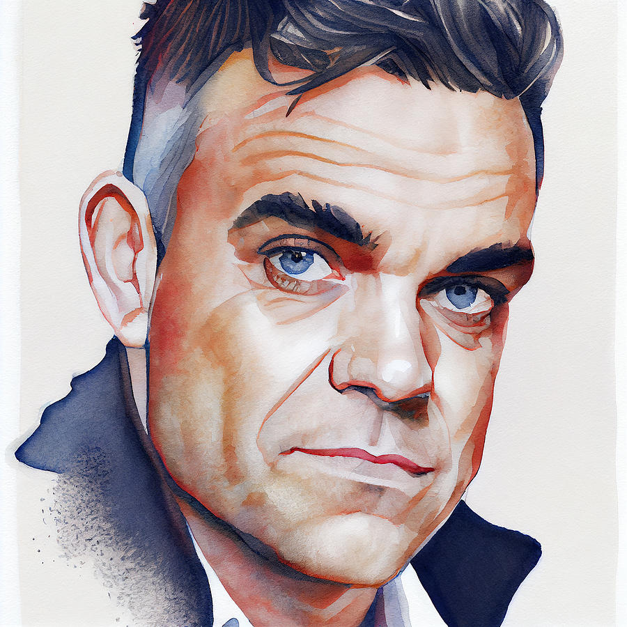 Watercolour Of Robbie Williams Mixed Media by Smart Aviation - Fine Art ...