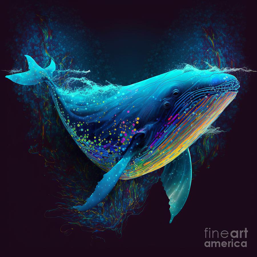 Whales Particle Colorful Deep Digital Art by Somsong Artist - Fine Art ...