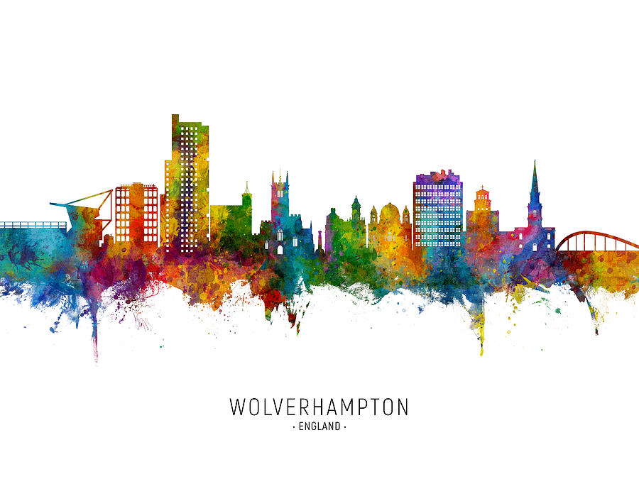 Wolverhampton England Skyline #7 Digital Art by Michael Tompsett