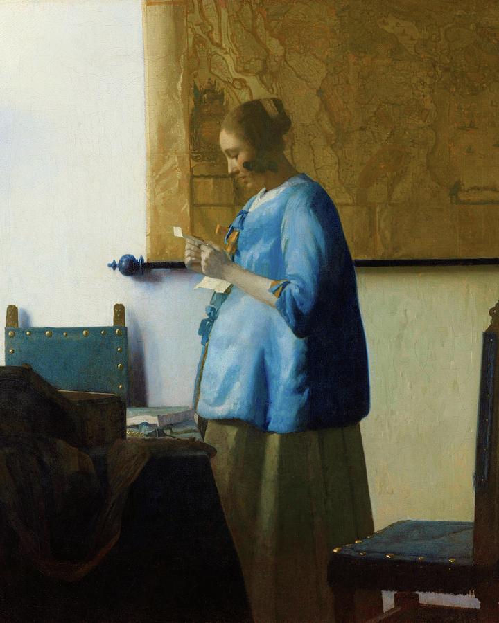 Woman Painting - Woman Reading a Letter #9 by Johannes Vermeer